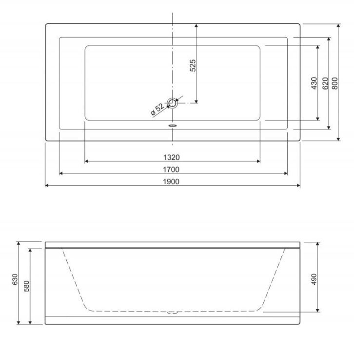 Передняя панель для акриловой ванны PLANE-200-SCR, 200x5x58 - 5