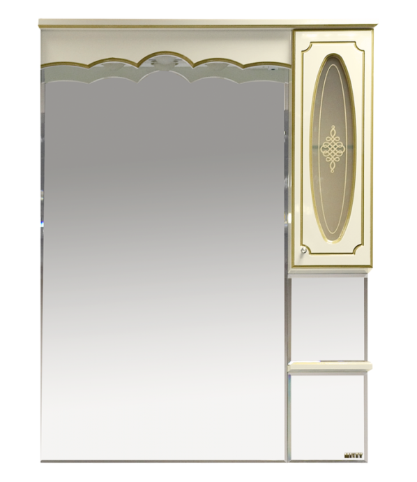 Зеркало-шкаф Misty Монако 90 R бежевый-золото с подсветкой Л-Мнк02090-033П - 0