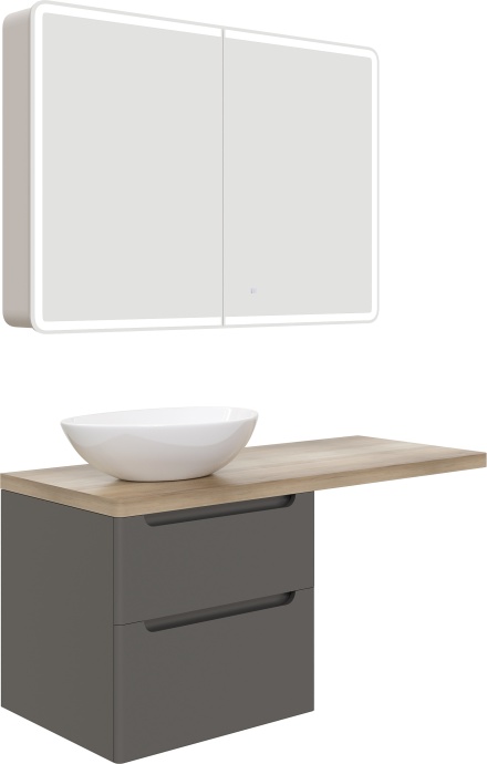 Мебель для ванной STWORKI Берген 60 серая со светлой столешницей 122, раковина Moduo 55 Leaf, R 549754 - 5