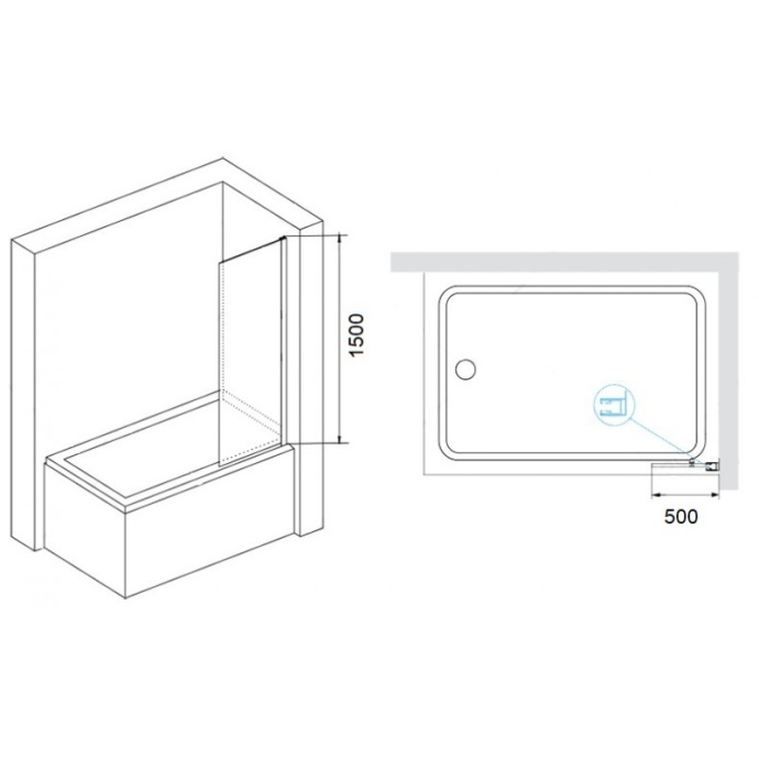 Шторка на ванну RGW Screens SC-056B 50x150 профиль черный стекло прозрачное 351105650-14 - 3