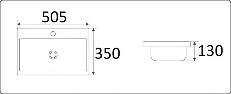 Раковина встраиваемая CeramaLux N 50.5 см белый  9595-50 - 1