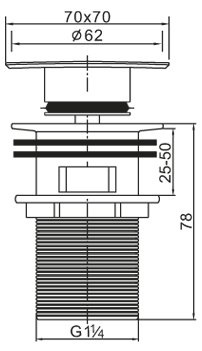 Донный клапан для раковины BelBagno хром  BB-PCU-07-CRM - 1