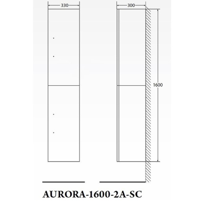 Шкаф-пенал Belbagno Aurora 30 R белый AURORA-1600-2A-SC-BL-P-R - 1