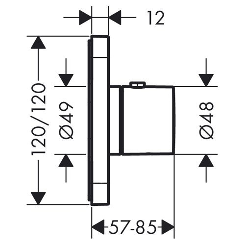 AX Citterio E Встраиваемый термостат для душа 12x12, 1 потреб, (внешняя часть), цвет: хром 36702000 - 1