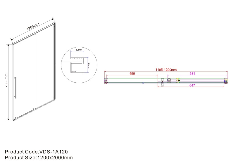 Душевая дверь в нишу Vincea Arno 120x200 профиль черный стекло тонированное VPS-1A120CGB - 2