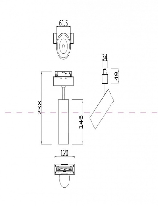 Трековый светодиодный светильник для магнитного шинопровода Maytoni Track lamps TR019-2-15W3K-B - 3