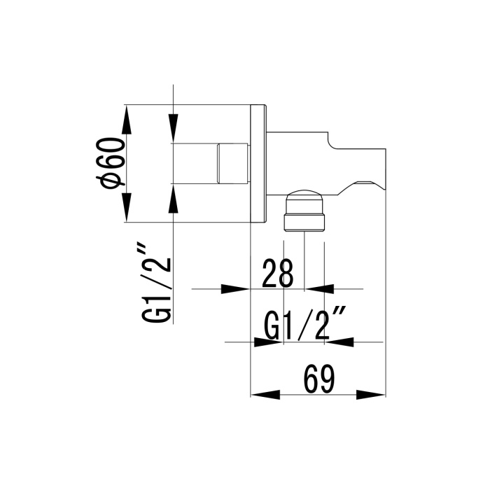 Подключение для душевого шланга с креплением для лейки Lemark LM4885C для LM4819C, хром - 1