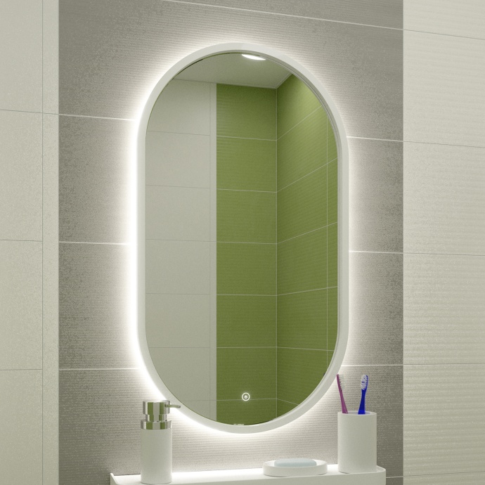 Зеркало DIWO Казань 45 белое, с подсветкой сенсорной, овальное, белое, изМДФ, в современном стиле ЗЛП1722 - 5