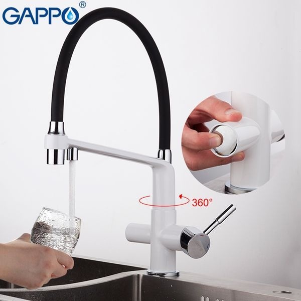 Смеситель для кухни Gappo черный с белым G4398-9 - 1