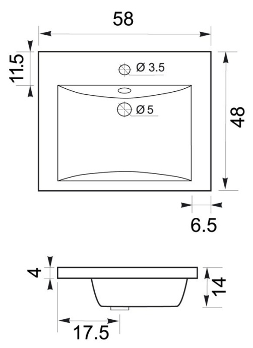 Мебельная раковина Aquanet Нота 58 см (00158754) - 3