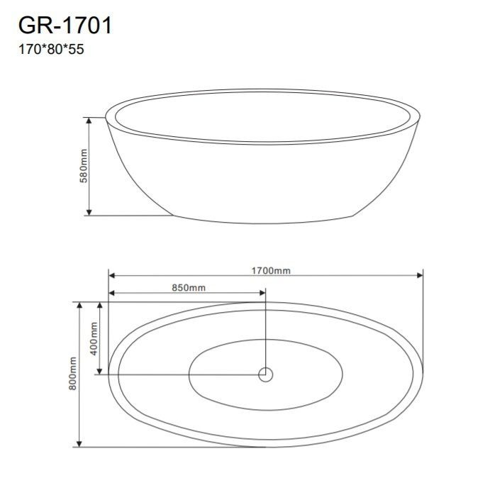 Ванна отдельностоящая GR-1701 (170x80x55) GROSSMAN 1 место - 2