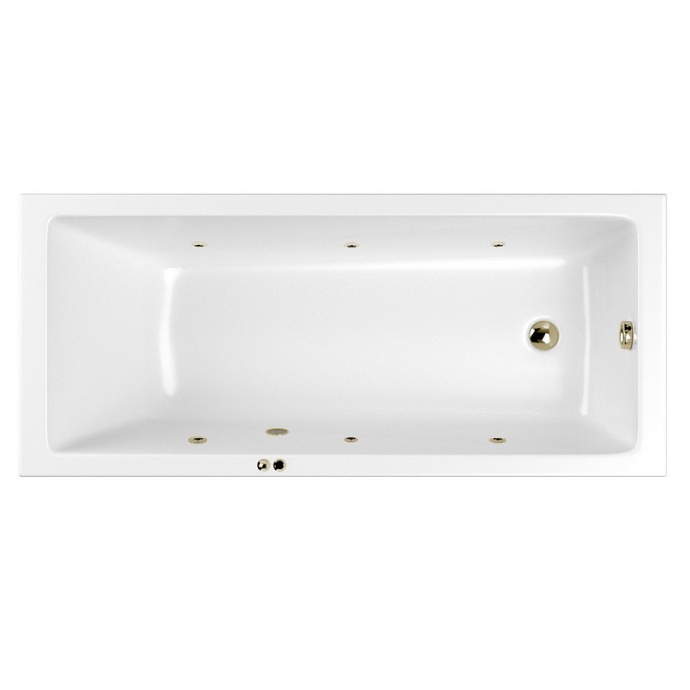 Ванна акриловая WHITECROSS Wave Soft 170x75 с гидромассажем белый - бронза 0101.170075.100.SOFT.BR - 0