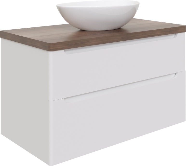 Мебель для ванной STWORKI Берген 100 белая с темной столешницей, раковина Moduo 55 Leaf 549593 - 7