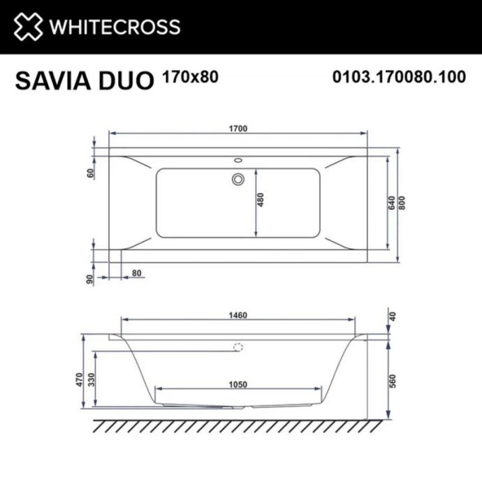 Акриловая ванна Whitecross Savia Duo 170х80 белая бронза с гидромассажем 0103.170080.100.LINE.BR - 2