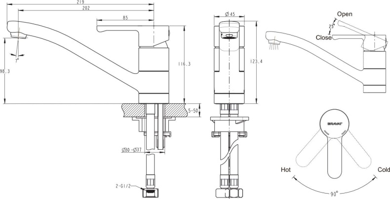 Смеситель Bravat Stream-D F737163C-1 для кухонной мойки - 1