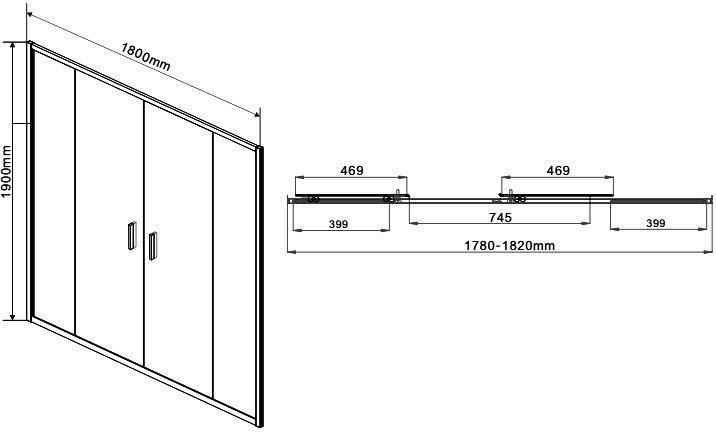 Душевая дверь в нишу Vincea Garda VDS-1G2180CL 180 см, профиль хром, стекло прозрачное - 6