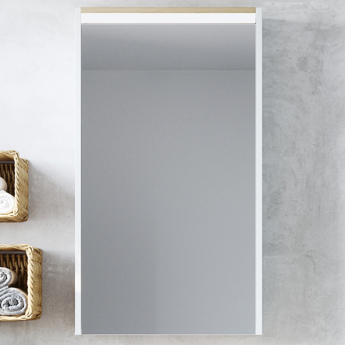 Зеркало-шкаф STWORKI Дублин 50 с подсветкой, навесное, белое, прямоугольное 1A227002DN010 - 0