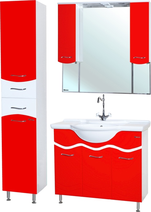 Мебель для ванной Bellezza Мари 105 белая/красная - 1
