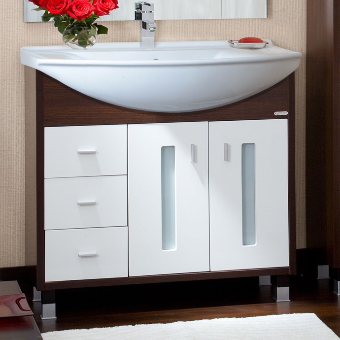 Мебель для ванной Бриклаер Бали 85 венге, белый глянец - 1