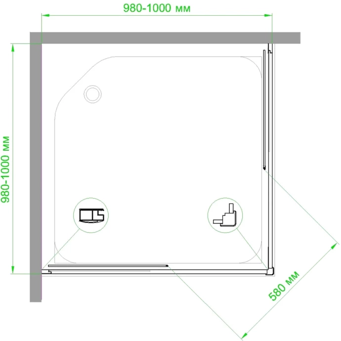 Душевой уголок Royal Bath HPD 100x100 профиль белый стекло матовое RB100HPD-C - 4