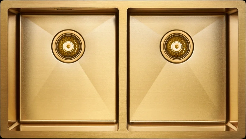 Мойка кухонная Paulmark Dopplet 78 брашированное золото PM507844-BG - 0
