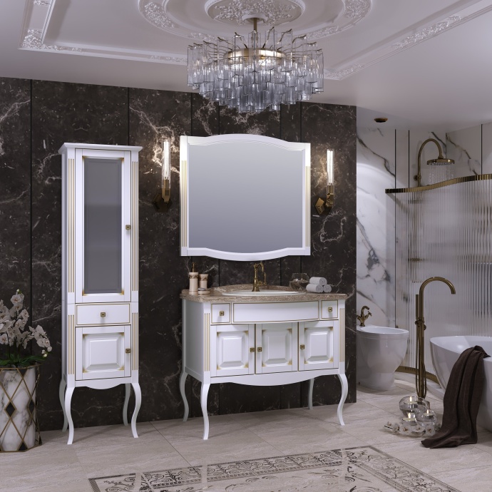 Мебель для ванной Opadiris Лаура 100 белая с патиной - 3