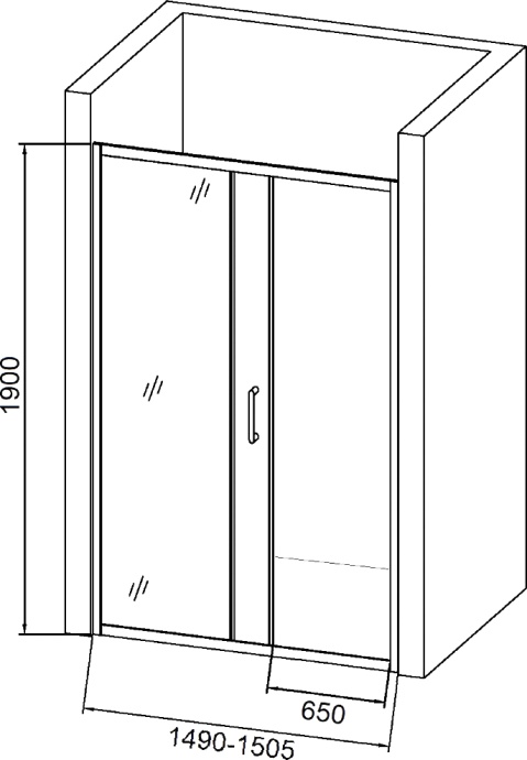 Душевая дверь в нишу DIWO Смоленск 150 см, профиль хромый матовый 556320 - 4