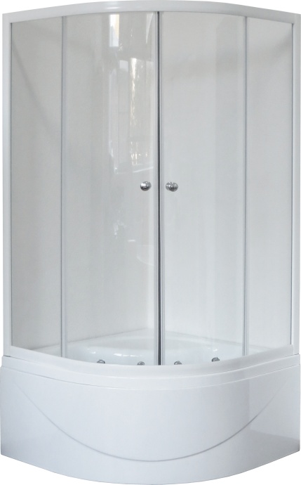 Душевой уголок Royal Bath BK 100х100 с поддоном профиль белый стекло прозрачное RB100BK-T - 0