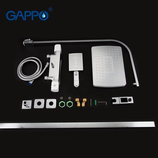 Душевая система Gappo с верхним душем термостатом и ручной лейкой излив является переключателем на лейку белый/хром G2407-50 - 7