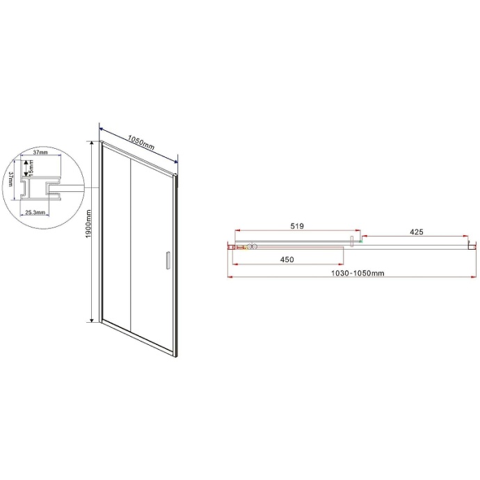 Душевая дверь Vincea Garda 105х190 хром стекло прозрачное VDS-1G105CL - 1