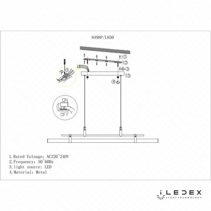 Подвесной светильник iLedex Zoom 9498P-32W-3000K BK-BR-WH - 2