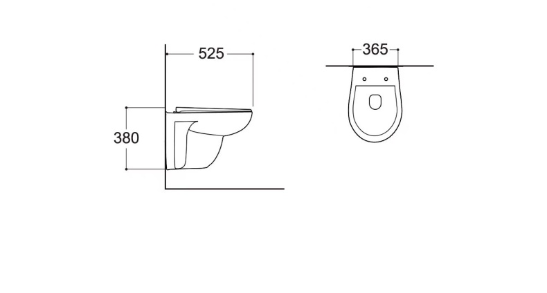 AQ1170-00 КАИР Унитаз подвесной безободковый 525*365*380мм, тонкое сиденье с механизмом плавного закрывания, крепеж - 1