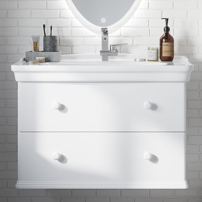 Мебель для ванной STWORKI Вестерос 85 белая, в стиле прованс (гарнитур, комплект) 415157 - 5