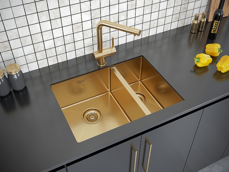 Кухонная мойка Paulmark Annex 60 L брашированное золото PM545944-BGL - 2