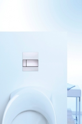 Кнопка смыва TECE Square Urinal 9242801 белое стекло, кнопка сатин - 3