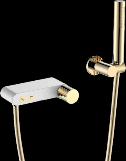 Смеситель для ванны с душем Boheme Stick белый - золото 123-WG - 0