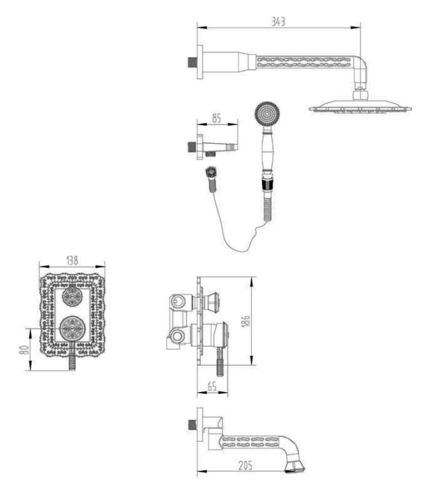 Душевой комплект Zorg Antic A 104DS-SL - 1