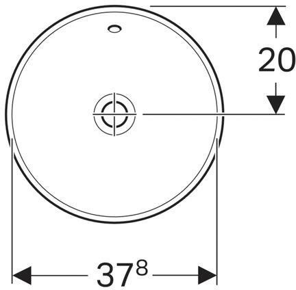 500.700.01.2 Geberit VariForm Раковина встраиваемая в столешницу круглой формы, D=40 см, без отв. под смеситель, с отв. перелива - 3
