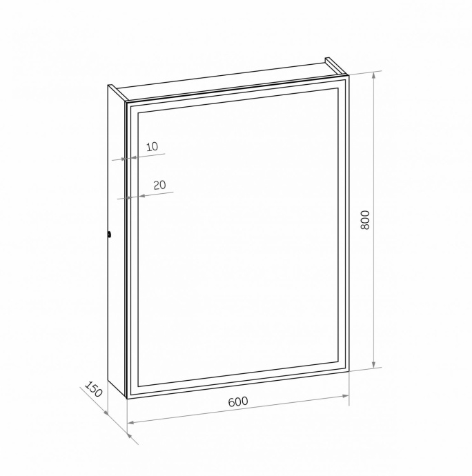 Зеркало-шкаф с подсветкой реверсивный ART&MAX TECHNO AM-Tec-600-800-1D-DS-F-Nero - 2
