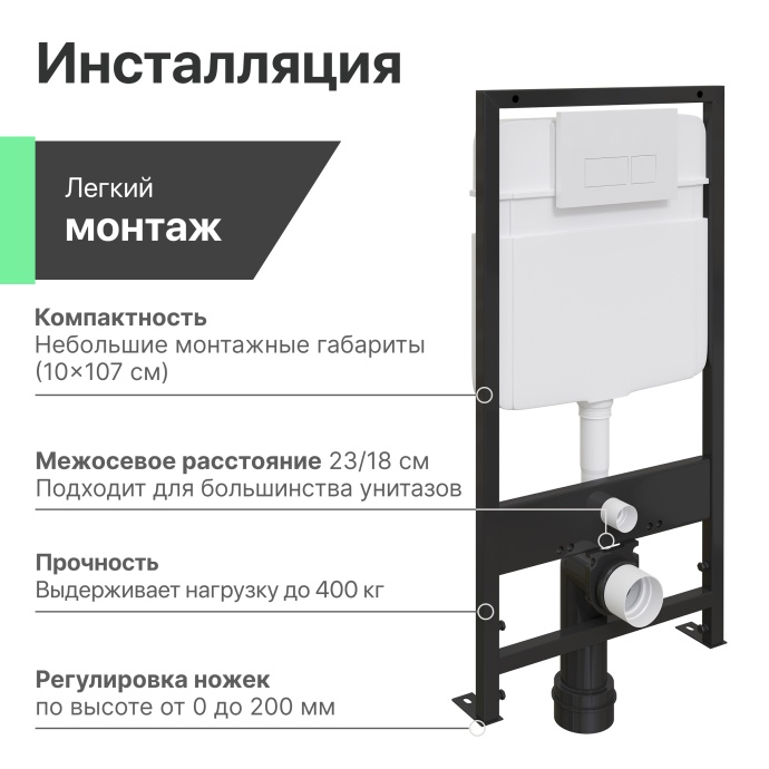 Комплект Унитаз подвесной STWORKI Монтре SETK3204-2616 безободковый, с микролифтом + Система инсталляции для унитазов EWRIKA ProLT 0026-2020 с белой кнопкой смыва 559958 - 6