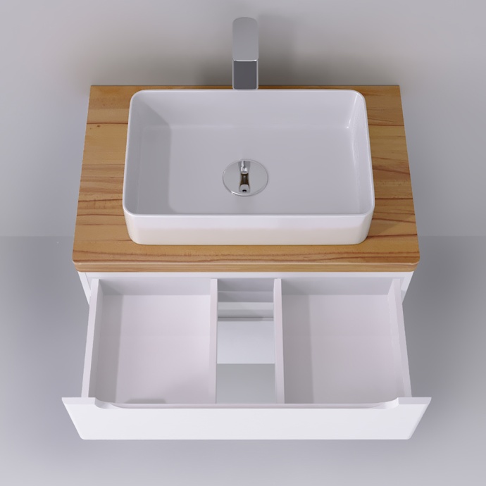 Мебель для ванной STWORKI Берген 80 белая с темной столешницей, раковина DIWO Самара 0116 567267 - 3