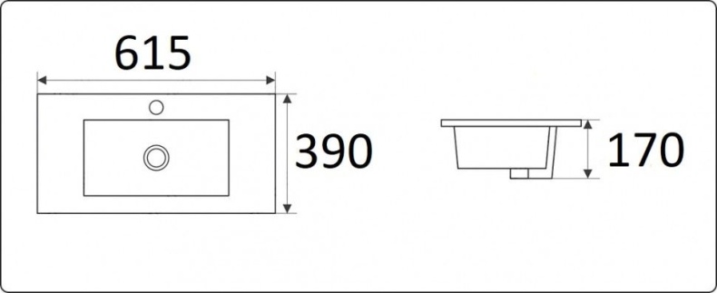 Раковина встраиваемая CeramaLux N 61.5 см белый  9393-60 - 1