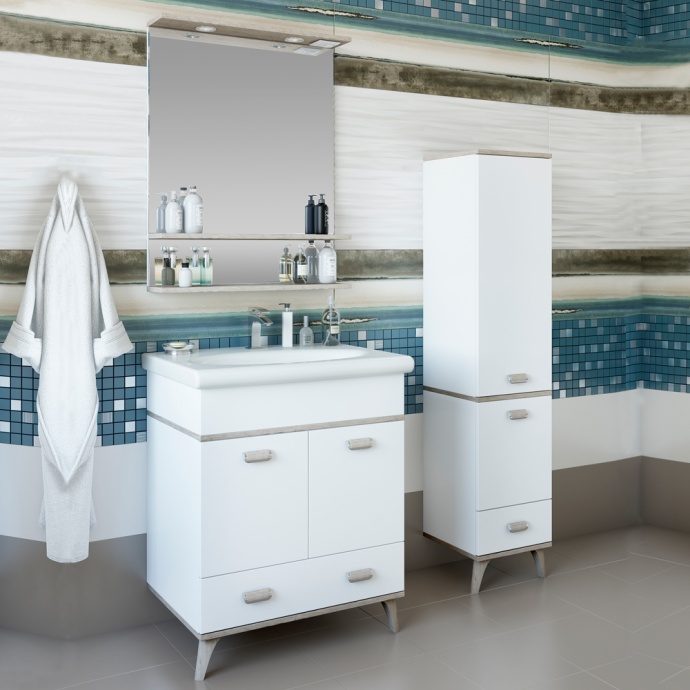 Мебель для ванной Sanflor Бруно 70 белый, орегон - 0