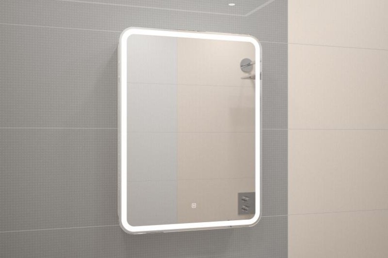 ЭЛИОТ Зеркало-шкаф 600х800, левый с розеткой LED МВК017 - 0