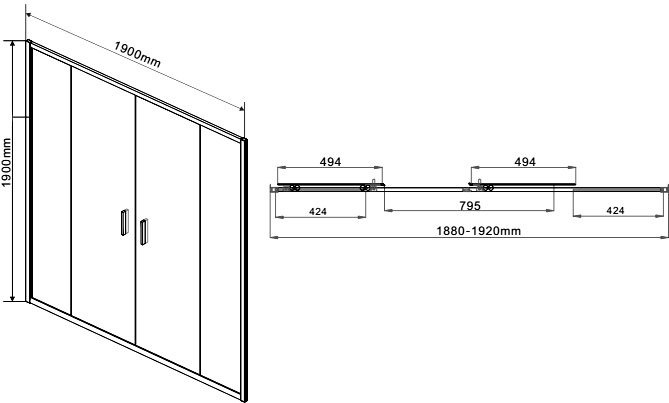 Душевая дверь в нишу Vincea Garda VDS-1G2190CH 190 см, профиль хром, стекло шиншилла - 2