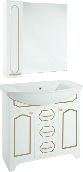 Мебель для ванной Bellezza Тиффани 105 белая, патина золото - 0