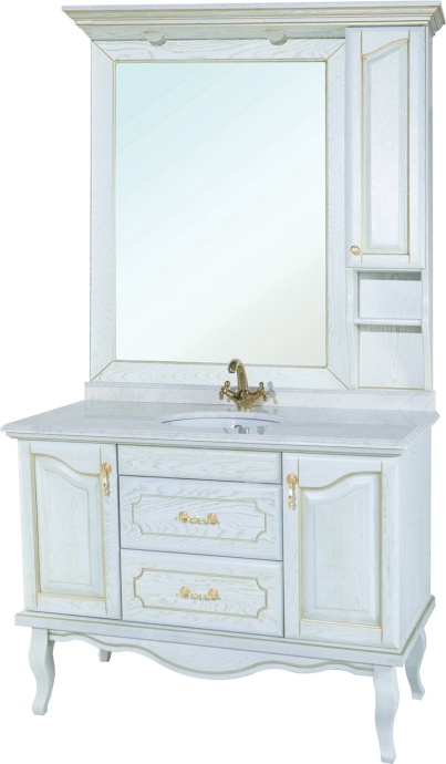 Зеркало-шкаф Bellezza Рим 100 R белое патина золото 4638117611022 - 1