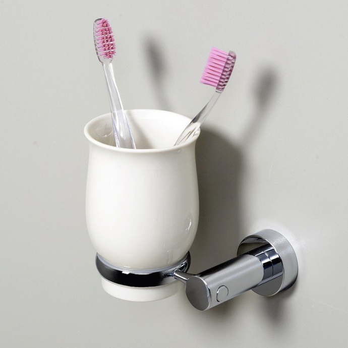 Стакан для зубных щеток WasserKRAFT хром - белый K-24228 - 1