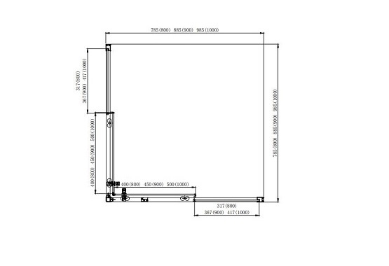 AQ ARI KV 08020BL Душевой уголок квадратный, двери раздвижные 800x800x2000, профиль черный, стекло прозрачное - 4