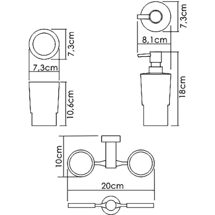 Стакан для зубных щеток и дозатор Wasserkraft хром - белый K-28289 - 2